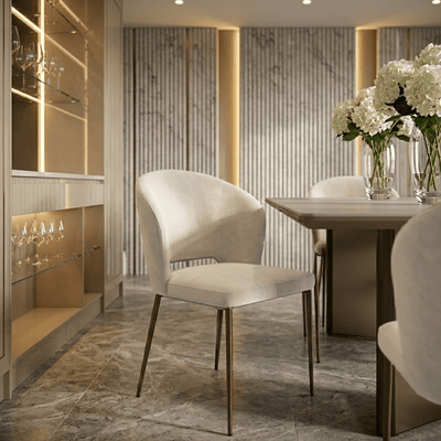 Donna Cream Velvet Dining Chair with Bronze Metal Legs- Set of 2 Furniture 