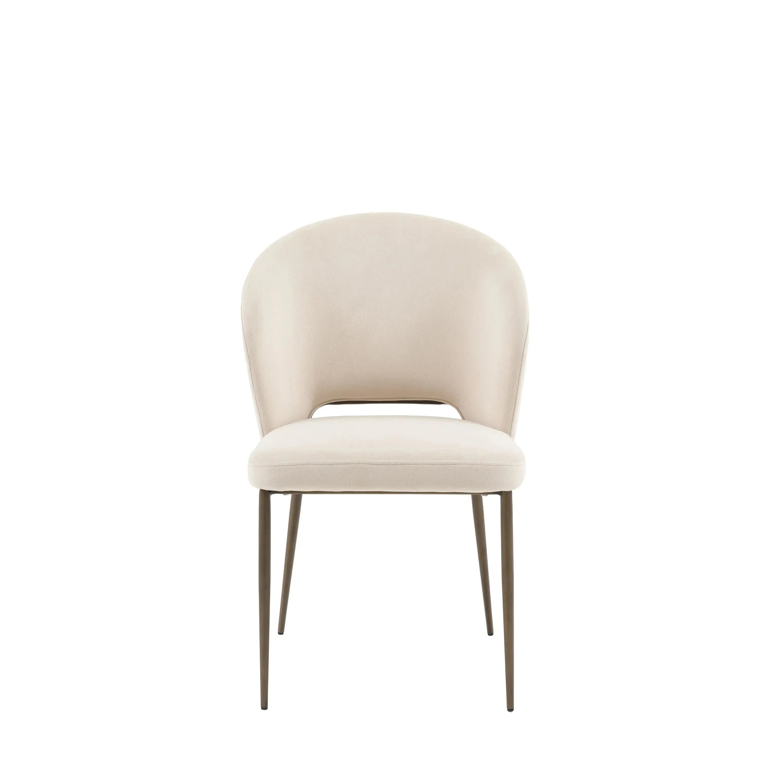 Donna Cream Velvet Dining Chair with Bronze Metal Legs- Set of 2 Furniture 