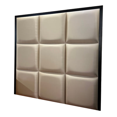 Dream Luxury Hazel Satin Squares Headboard with Black Wooden Frame Beds and Headboards 