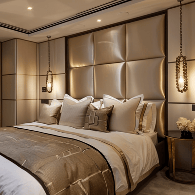Dream Luxury Hazel Satin Squares Headboard with Black Wooden Frame Beds and Headboards Double 
