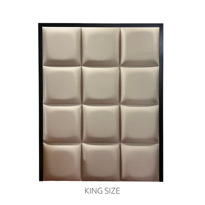 Dream Luxury Hazel Satin Squares Headboard with Black Wooden Frame Beds and Headboards King 