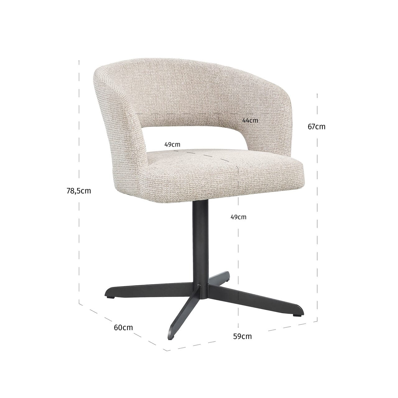 Drift Cream Textured Tweed Dining Chair with Black Legs Furniture 