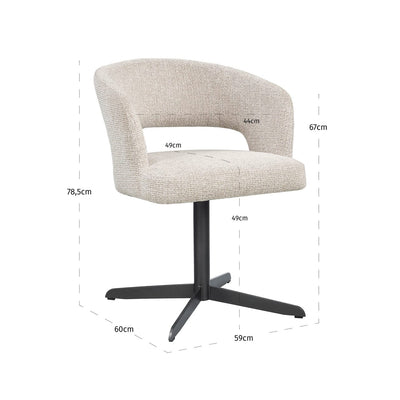 Drift Cream Textured Tweed Dining Chair with Black Legs Furniture 
