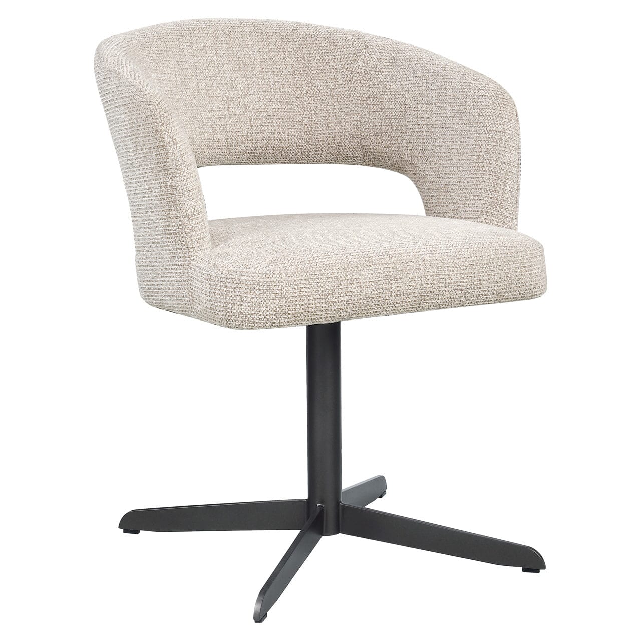 Drift Cream Textured Tweed Dining Chair with Black Legs Furniture 