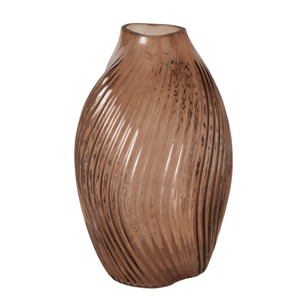 Dukes Brown Glass Ribbed Vase Accessories 
