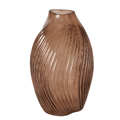 Dukes Brown Glass Ribbed Vase Accessories 