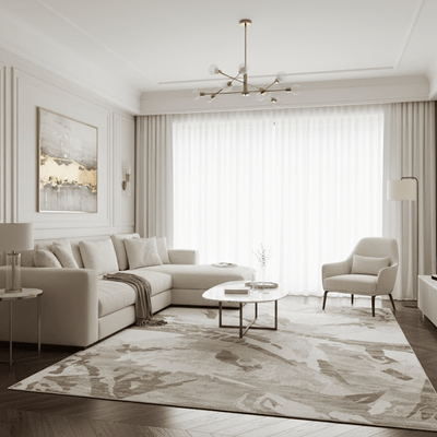 Dune Luxury Cream & Taupe Abstract Print Rug Textiles 