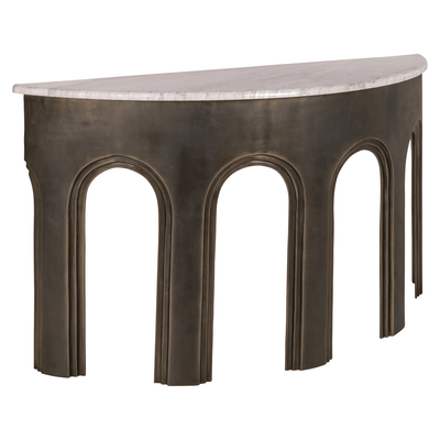 Durham Antique Brass & Marble Arched Console Table Furniture 