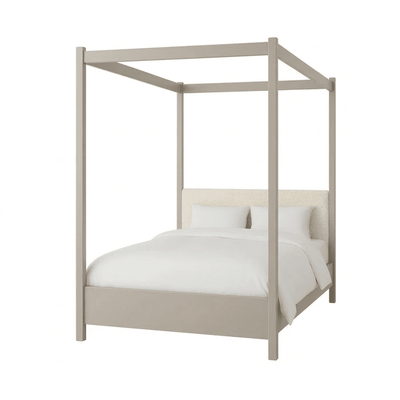 Eden Cream 4 Poster Wooden Bed with Cream Velvet Headboard 