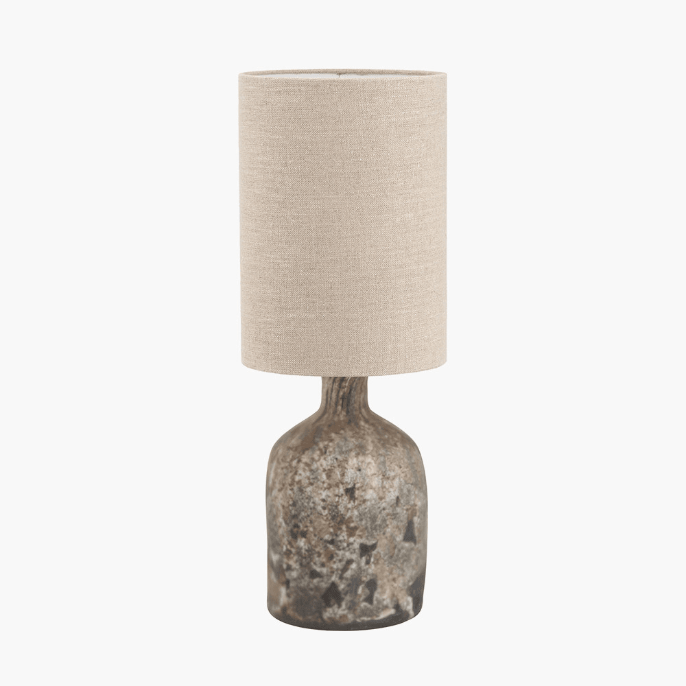 Eirene Natural Glass Table Lamp with Linen Shade Lighting 