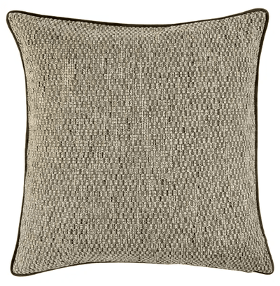 Ekte Neutral Woven Cushion with Chocolate Brown Satin Piping- 56x56cm Textiles 