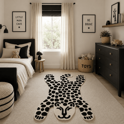 Eldon Monochrome Decorative Leopard Rug Textiles 