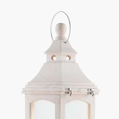 Eldoris White Wash Wooden Lantern Floor Lamp Lighting 
