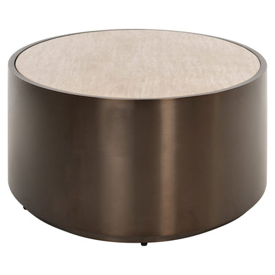 Eleanor Bronze Oval Coffee Table with Beige Faux Marble Top Furniture 