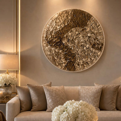 Eleanor Brown & Cream Textured Round Wall Art Accessories 