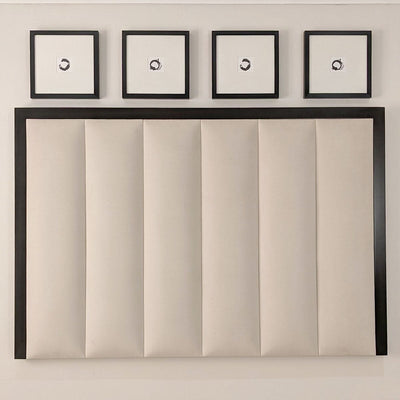 Eleanor Premium Cream Velvet Channelled Headboard with Black Wooden Frame MTO Beds and Headboards 