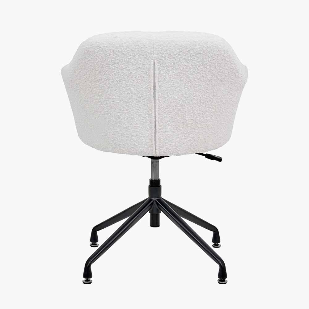 Elias Cream Bouclé Swivel Chair With Black Metal Legs Furniture 
