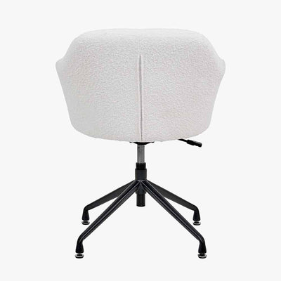 Elias Cream Bouclé Swivel Chair With Black Metal Legs Furniture 