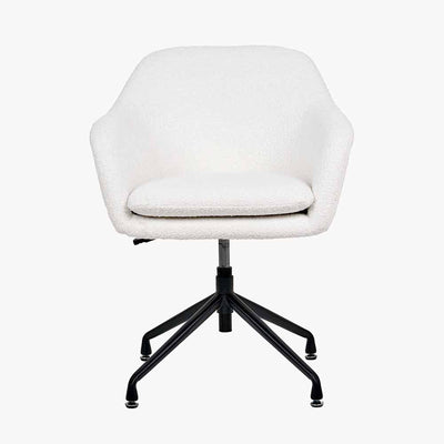 Elias Cream Bouclé Swivel Chair With Black Metal Legs Furniture 