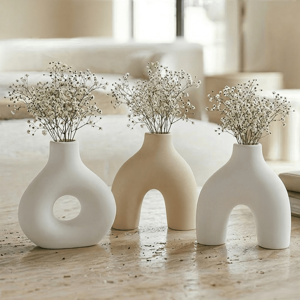 Elica Mini Neutral Organic Shaped Vases - Set of 3 Accessories 