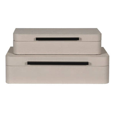 Eliza Luxury Cream Decorative Trinket Boxes with Black Handles - Set of 2 Accessories 
