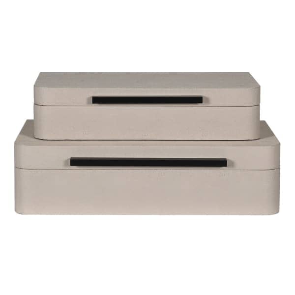 Eliza Luxury Cream Decorative Trinket Boxes with Black Handles - Set of 2 Accessories 