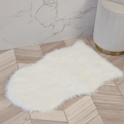 Elle Small Faux Fur White Hide Rug - 60x90cm Textiles 