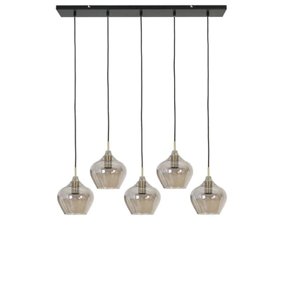 Ellen Black Smoked Glass 5 Light Pendant Ceiling Light Lighting 