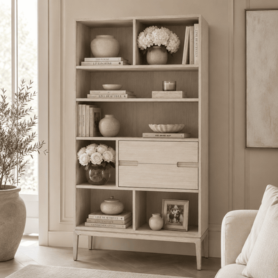 Ellen Whitewash Shelving Unit Furniture 