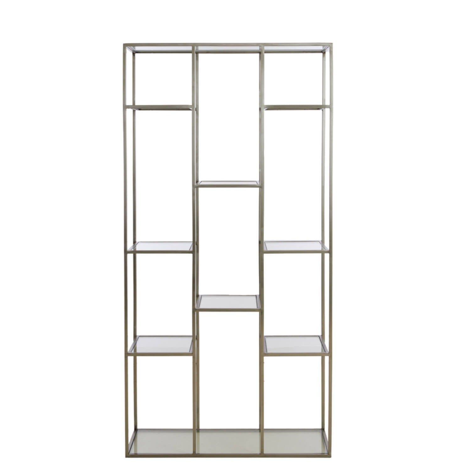 Ellia Brass & Glass Tall Open Display Shelf Furniture 