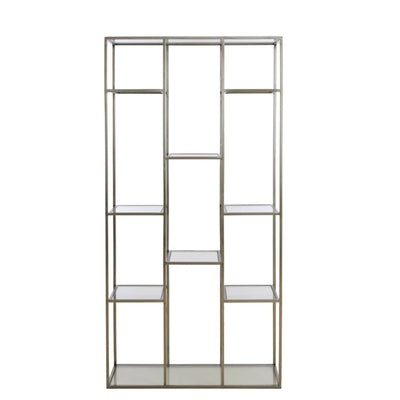 Ellia Brass & Glass Tall Open Display Shelf Furniture 