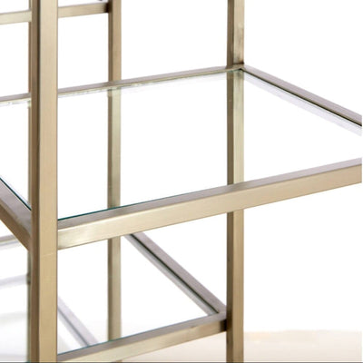Ellia Brass & Glass Tall Open Display Shelf Furniture 