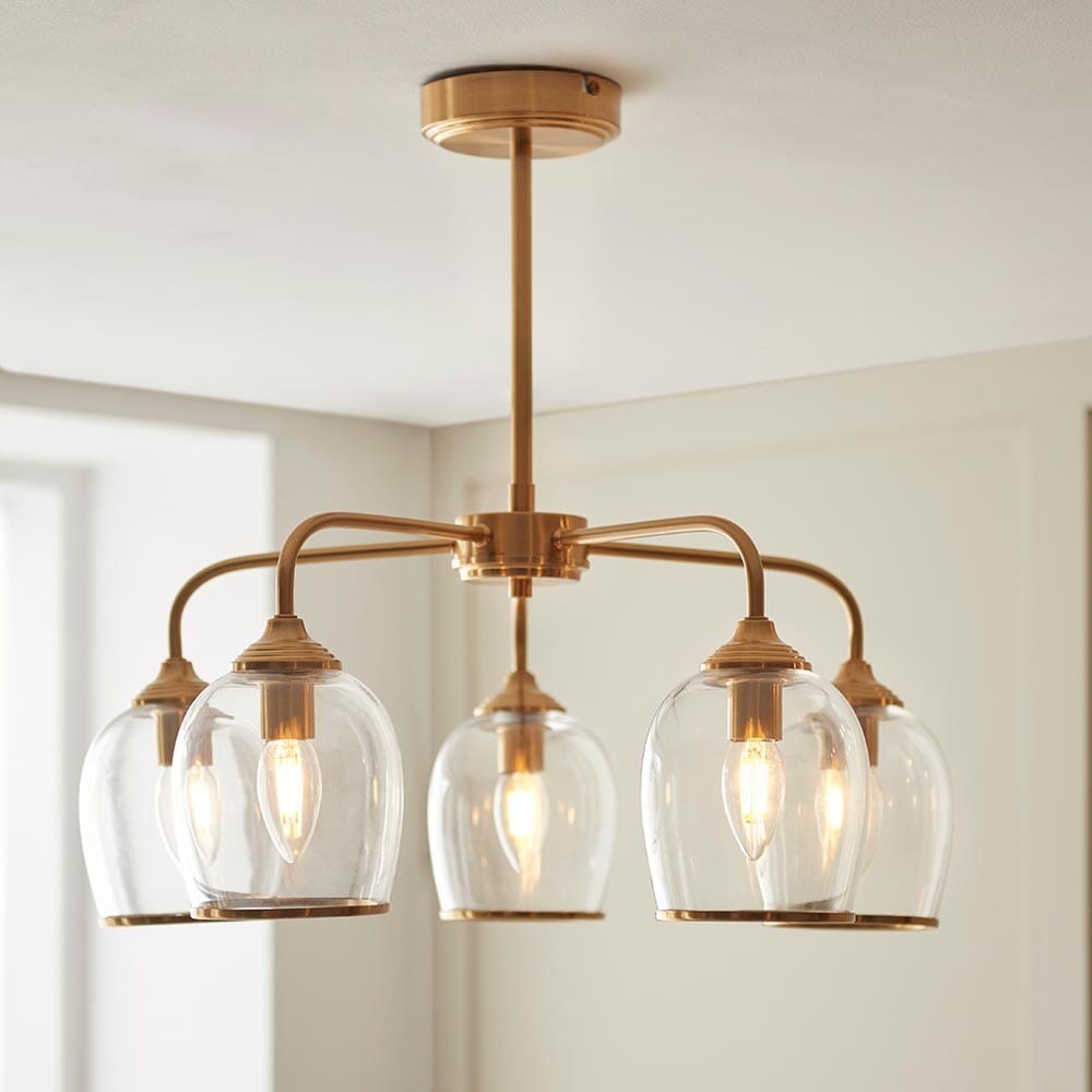 Eloise Brushed Brass 5 Light Ceiling Light Lighting 