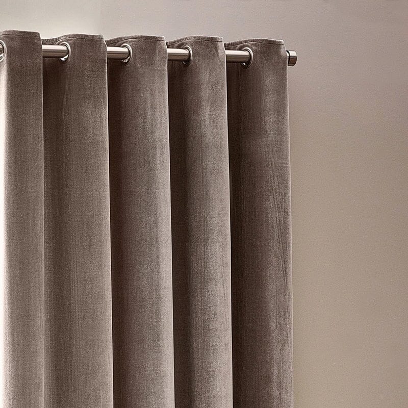Elowise Greige Heavy Chenille Eyelet Curtain Pair 