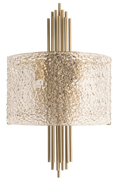 Elsinore Brushed Brass Wall Light with Textured Glass Lighting 