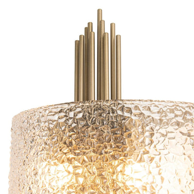 Elsinore Brushed Brass Wall Light with Textured Glass Lighting 