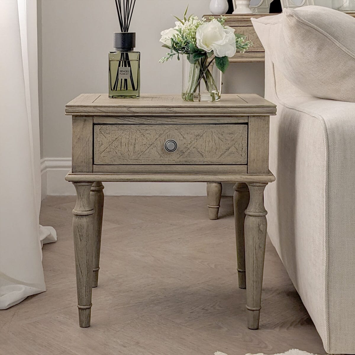 Elysium Natural Wood 1 Drawer Bedside Table Furniture 