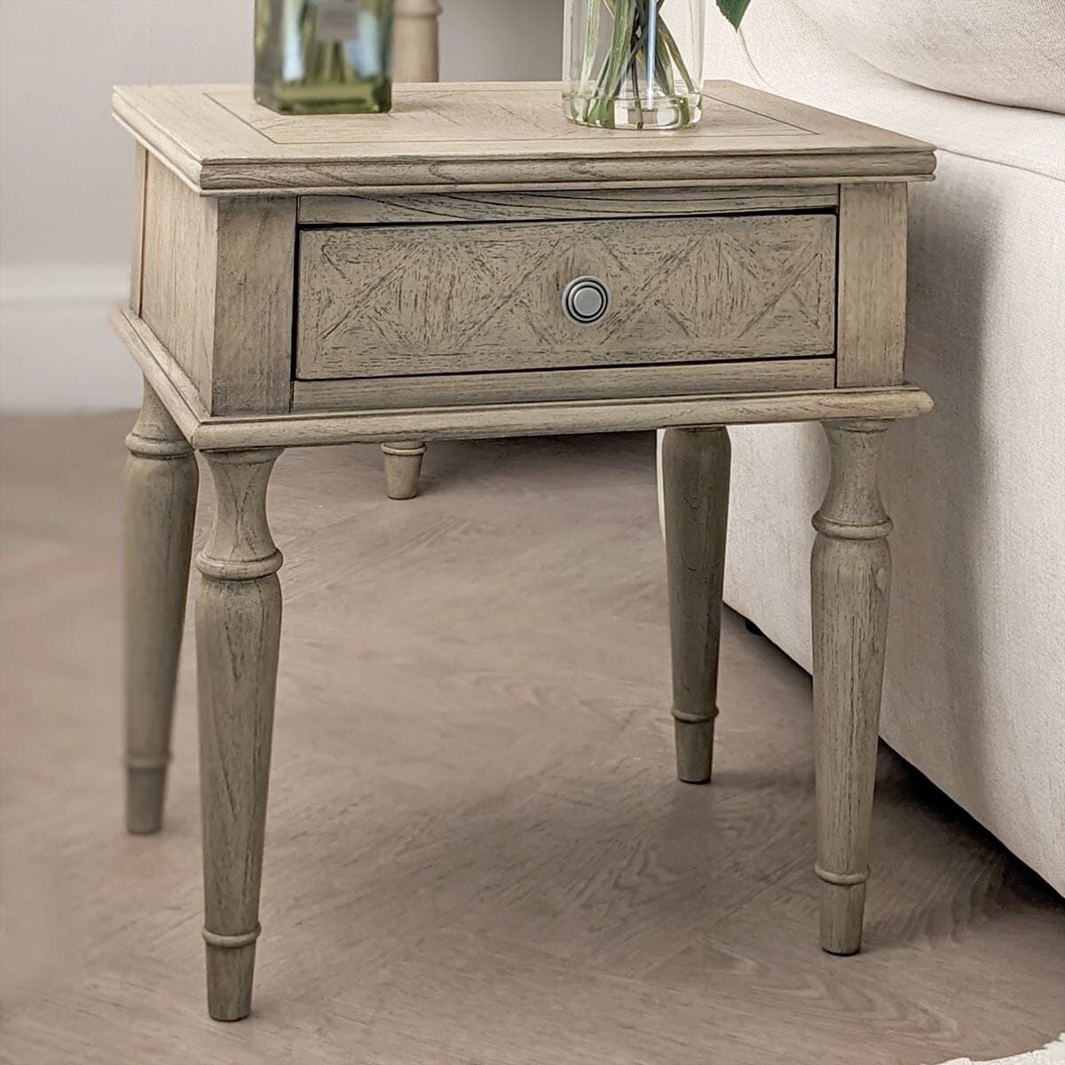 Elysium Natural Wood 1 Drawer Bedside Table Furniture 