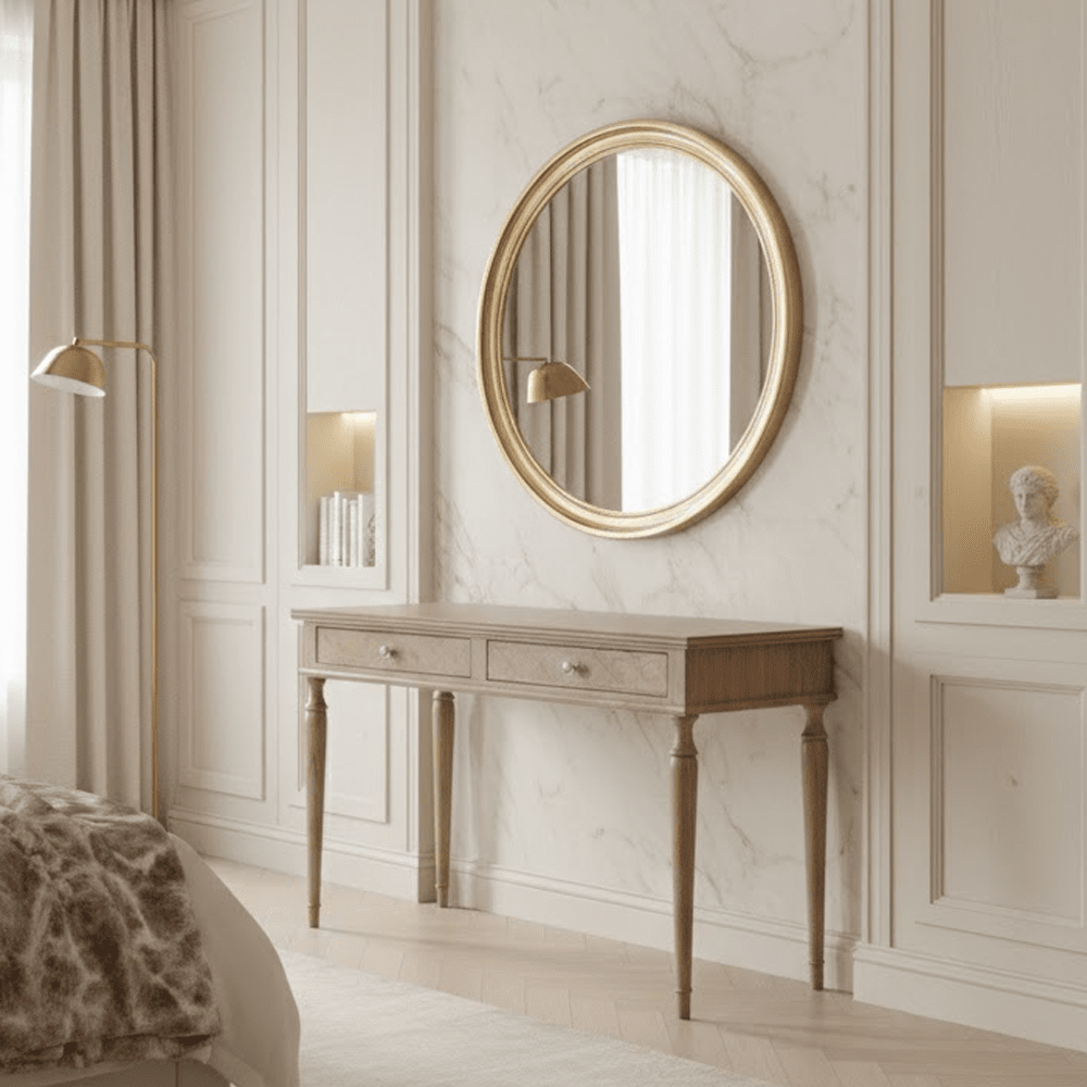 Elysium Natural Wood 2 Drawer Dressing Table Furniture 