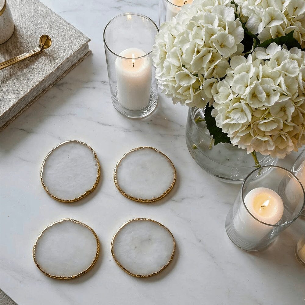 Emmie Agate Coasters with Gold Trim - Set of 4 Accessories 