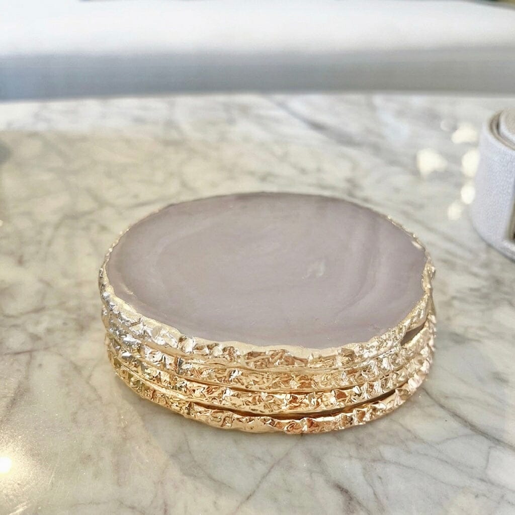 Emmie Agate Coasters with Gold Trim - Set of 4 Accessories 