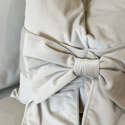 Erina Cream Velvet Decorative Bow Cushion - 45x45cm Textiles 