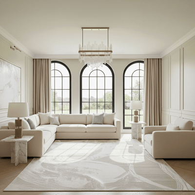 Eshane Beige Abstract Brushstroke Rug 