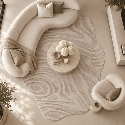 Esme Cream & Beige Two-Toned Wavy Edge Rug Textiles 