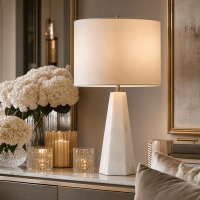 Eton Cream Marble Base Table Lamp Lighting 