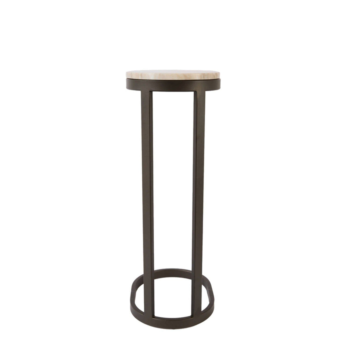 Evan Rounded Marble Top Bronze Side Table Furniture 