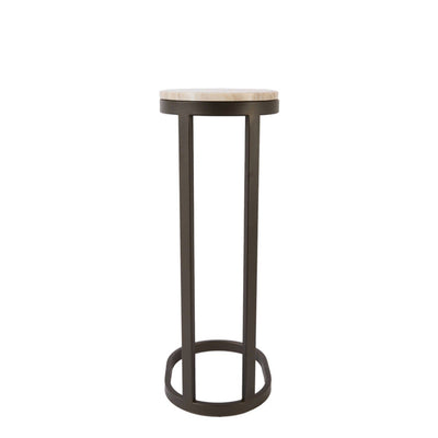 Evan Rounded Marble Top Bronze Side Table Furniture 