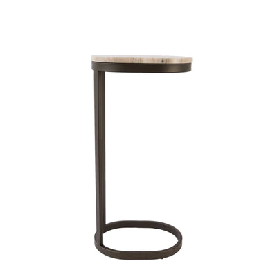 Evan Rounded Marble Top Bronze Side Table Furniture 