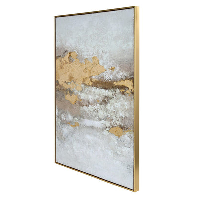 Evangeline Gold Abstract Textured Canvas in Gold Frame Accessories 