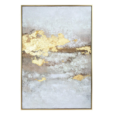 Evangeline Gold Abstract Textured Canvas in Gold Frame Accessories 